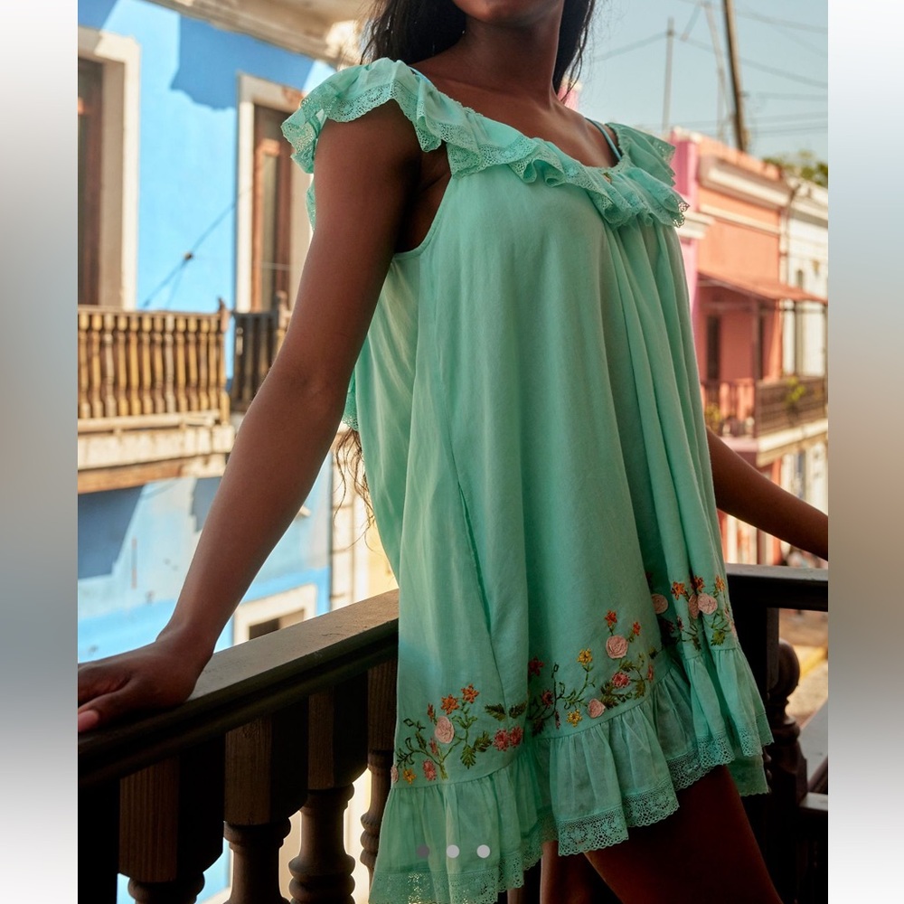 Free People Buttercup Embroidered Mini Dress